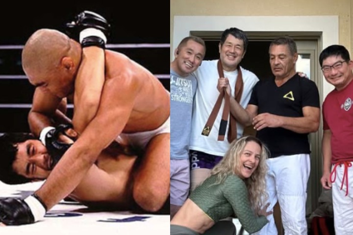 Rickson Gracie Promotes Former MMA Rival Nobuhiko Takada to BJJ Brown Belt