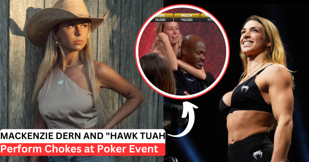 [WATCH] Mackenzie Dern Teaches Hawk Tuah Choke at Poker Event, Fans Go Wild!