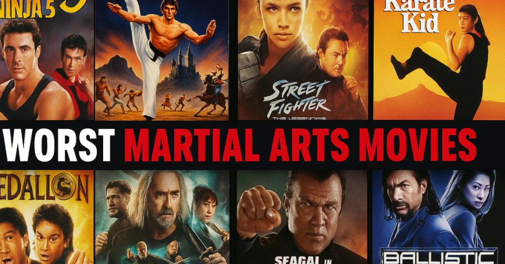 kinMartial arts films are known for high-octane action, legendary choreography, and unforgettable heroes. But not every roundhouse kick hits the mark. Some entries in the genre are so poorly executed they’ve become punchlines. What defines a cult classic versus just a flop? These worst martial arts movies toe that line—they fall so far they become captivating. They’re cinematic disasters worth seeing, only if you’re ready to laugh with them, not at them. The 8 Worst Martial Arts Movies Explore our definitive list of the worst martial arts movies ever made—complete with hilarious plotlines, cringe-worthy dialogue, and cult-classic charm. If you thought martial arts films were always epic, think again! Here's a rundown of the worst martial arts movies that left audiences stunned—not with awe, but disbelief. 1. The Last Airbender (2010) Director: M. Night Shyamalan An infamous example of how not to adapt beloved source material, The Last Airbender butchered the vibrant, martial arts-driven world of Avatar: The Last Airbender. Mispronounced names, wooden acting, a completely joyless tone, and baffling fight choreography left fans and critics cold. “This movie manages to make martial arts boring, which should be impossible.”– Collider The film turned what could have been a dynamic martial arts epic into a slog of exposition and empty CGI. It still sits at the bottom of the barrel for both fantasy and action genres. 2. Street Fighter: The Legend of Chun-Li (2009) Director: Andrzej Bartkowiak Kristin Kreuk’s turn as Chun-Li couldn’t save this franchise misfire, which lacked compelling fights, coherent storytelling, or any real connection to the source material. Fans were left scratching their heads as the movie turned one of gaming’s most iconic characters into a forgettable action cliché. The martial arts sequences were generic, relying more on shaky camera work than legitimate choreography. Even die-hard fans of the Street Fighter franchise have disowned it as one of the worst martial arts Movies ever. 3. Ballistic: Ecks vs. Sever (2002) Director: Wych Kaosayananda Often ranked among the worst films ever made, Ballistic: Ecks vs. Sever is an action film with zero personality. Antonio Banderas and Lucy Liu are utterly wasted in this confusing barrage of explosions and plotless noise. The martial arts elements are minimal, and what’s there is underwhelming. The film’s incoherence is legendary, and even its title became a meme for needless excess. 4. Double Dragon (1994) Directors: James Yukich Another video game adaptation that missed the mark entirely. Double Dragon was supposed to bring the classic arcade game to life, but ended up as a campy, low-budget mess. From awkward fight scenes to groan-worthy one-liners, it never figured out what kind of film it wanted to be. Robert Patrick’s over-the-top villain couldn’t rescue this film from its identity crisis. Martial arts fans expecting slick choreography instead got goofy action and cringe-inducing special effects. 5. DOA: Dead or Alive (2006) Director: Corey Yuen With Corey Yuen at the helm, DOA had the pedigree to deliver sharp martial arts. But instead of building on its action roots, the film leaned heavily into bikinis, bad dialogue, and nonsensical plot twists. It turned the fighting game into a parody of itself. “It’s more beach volleyball than martial arts… and not in a good way.”– Collider The few decent fights are drowned out by style-over-substance visuals and cartoonish set pieces. The film is a guilty pleasure at best—and a genre failure at worst. 6. The Order (2001) Director: Sheldon Lettich Jean-Claude Van Damme stars in this forgettable globetrotting action flick that blends religion, mysticism, and martial arts with no clear direction. It suffers from stiff acting, lazy plotting, and some of the most uninspired fight scenes of Van Damme’s career. Even fans of his late-'90s and early-2000s work struggled to find anything to latch onto here. The Order is a prime example of wasted potential and franchise fatigue that lands a flick in the worst martial arts list. 7. The Quest (1996) Director: Jean-Claude Van Damme Despite its Bloodsport-style tournament setting and Van Damme’s presence both on screen and behind the camera, The Quest feels more like a low-energy rerun than an evolution of the genre. The fights are fine—but just fine—and the story is a derivative globetrotting adventure that brings nothing new to the table. The movie was dismissed as "Van Damme’s vanity project," and its failure signaled a turning point in his career. 8. Jiu Jitsu (2020) Director: Dimitri Logothetis Yes, it stars Nicolas Cage. Yes, it involves aliens. And yes, it’s actually called Jiu Jitsu. Unfortunately, it has very little to do with the actual martial art of jiu-jitsu. The movie’s plot—an alien warrior returns to Earth every six years for a ritualistic fight—is as bizarre as it sounds. “Nicolas Cage fighting an alien ninja should’ve been a blast. Instead, it’s a mess.”– BJJ Community Review With confusing editing, nonsensical lore, and action scenes that rely more on fast cuts than technique, Jiu Jitsu is a masterclass in martial arts movie disappointment. When Flying Kicks Miss the Mark The worst martial arts movies remind us that even genres built on discipline and craft can fall victim to lazy storytelling, poor direction, and tone-deaf execution. Whether it's misusing legendary talent or completely misrepresenting a martial art (Jiu Jitsu, we’re looking at you), these films failed to honor the rich tradition of martial arts cinema. If you're looking for fight scenes that inspire, steer clear of these—and rewatch "Enter the Dragon" instead. Worst Martial Arts Movies That Even Fans Can’t Defend
